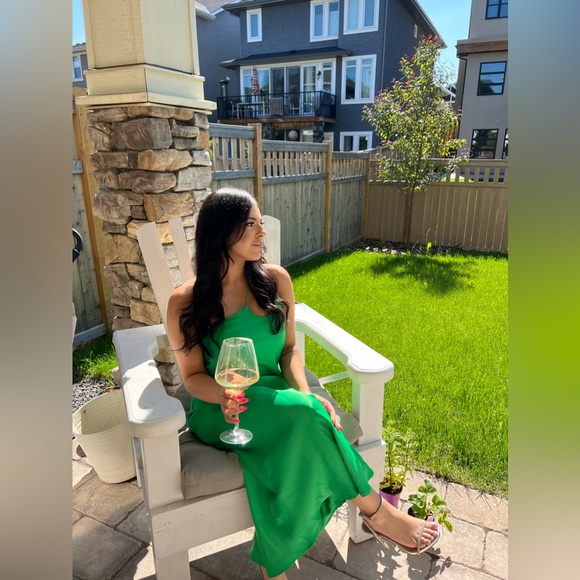 Mango asymmetric cut out serial maxi dress in bright green - Picture 4 of 5